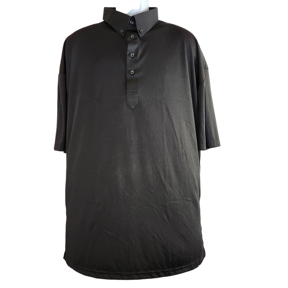 Collars & Co Mens 3X Black Short Sleeve Button Neck Polo Dress Shirt * Has Flaw